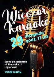 Plakat informujący o wieczorze karaoke