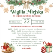 Plakat informujący o Wigilii Miejskiej w legionowskim ratuszu