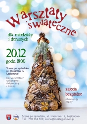 Plakat informujący o warsztatach świątecznych dla młodzieży i dorosłych