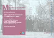 Plakat promujący wykład, w tle stare zdjęcie z ludźmi