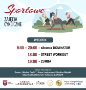 Grafika informująca o zajęciach w ramach Sportowe zajęcia cykliczne
