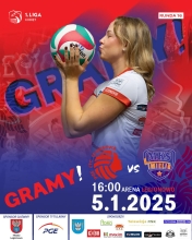 Plakat informujący o meczu PGE LTS Legionovia -  MKS COPCO Imielin