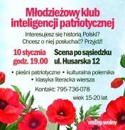 grafika informująca o młodziezowym klubie inteligencji patriotycznej