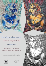 Grafika informująca o wernisażu wystawy Damiana Boguszewskiego 