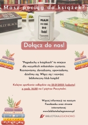 Plakat informujący o spotkaniu pogaduchy o książkach