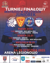 Plakat informujący o trunieju finałowym Mistrzostw Mazowsza Juniorek