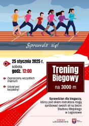Plakat informujacy o sprawdzianie biegowym