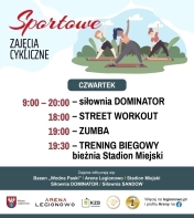 Grafika informująca o zajęciach w ramach Sportowe zajęcia cykliczne