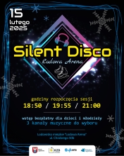 Plakat promujący Silent disco dla młodzieży w Legionowie