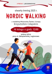 Plakat promujący Otwarty Trening Nordic Walking