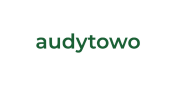 zielony napis na białym tle: audytowo