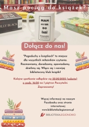 Plakat informujący o spotkaniu pogaduchy o książkach