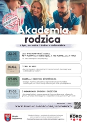 Grafika informująca o spotkaniach rodziców w ramach akademii rodzica