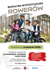 Grafika informująca o bezpłanej wypożyczalni rowerów