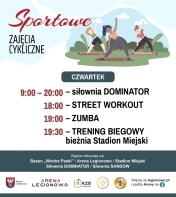 Grafika informująca o zajęciach w ramach Sportowe zajęcia cykliczne