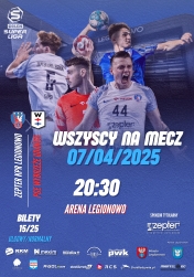 Plakat informujący o meczu piłki ręcznej Zepter KPR Legionowo - PGE Wybrzeże Gdańsk