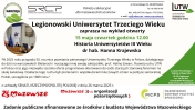 Grafika infoirmująca o wykładzie otwartym Historia Uniwersytetów III Wieku