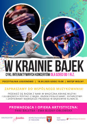 plakat ze zdjęciem dziewczynki grajacej na skrzypcak i opisem wydarzenia