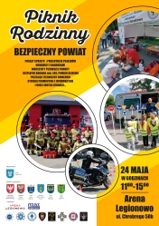 Pomarańczowy plakat ze zdjęciami straży pozarnej policji i ratownika medycznego