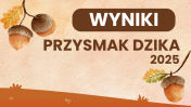 kolory jesieni, grafika żołędzi, napis z nazwą konkursu
