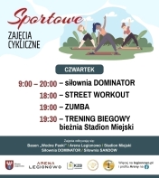 Grafika informująca o zajęciach w ramach Sportowe zajęcia cykliczne