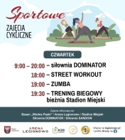 Grafika informująca o zajęciach w ramach Sportowe zajęcia cykliczne