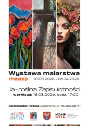 plakat 3 obrazy, pod spodem opis wydarzenia czarne napisy na białym tle