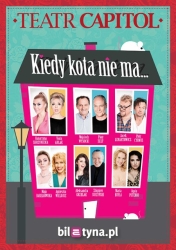Plakat zielone tło, czerwona ramka, zdjęcia aktorów i opis wydarzenia