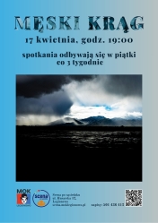 plakat na środku ciemne morze i chmury, w tle góry . Dół i góra plakatu w kolorze niebieskim, na górze opis wydarzenia