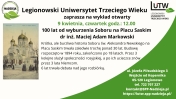 Plakat biało zielone tło i opis wydarzenia
