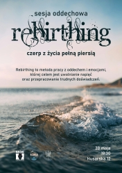 plakat w tle niebieskie morze o niebo , na dole fala morska a na górze opis wydarzenia