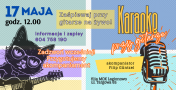 plakat w kwadraty pastelowe kolory niebieski fioletowy żólty zielony po lewej stronie grafika kot z gitarą po prawej grafika mikrofon