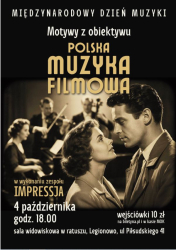 Plakat czarno-biały, z przodu postacie filmowa mężczyzna i kobieta