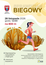 Grafika ozdobna z napisem sprawdzian biegowy