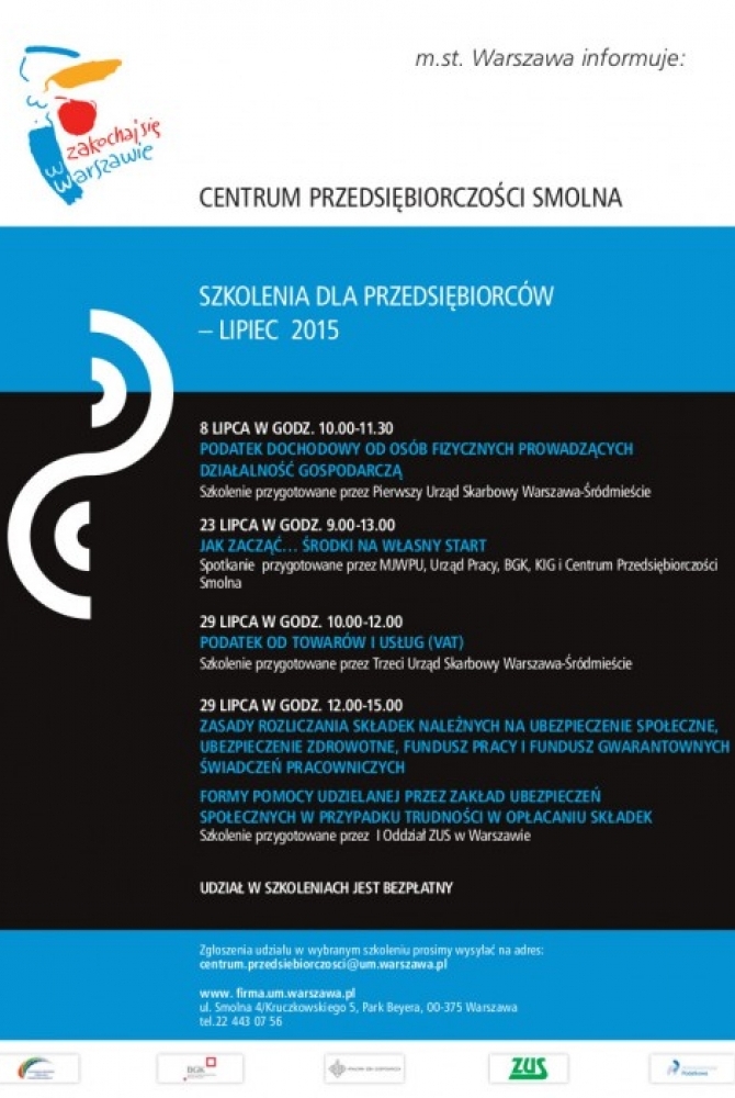 Baner i plan szkolenia dla przedsiębiorców