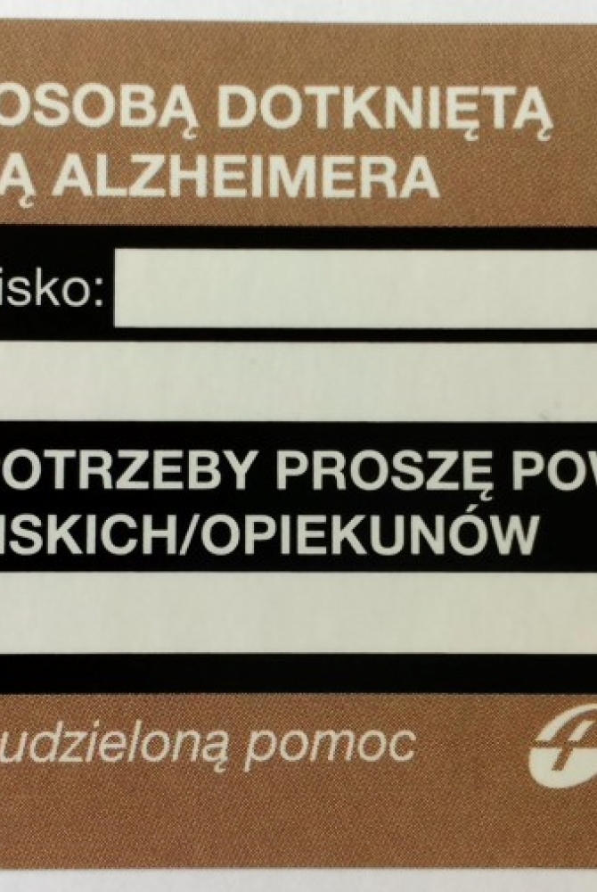 Naklejka dla osób dotkniętych Alzheimerem i demencją