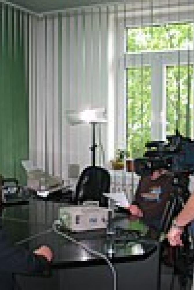 Prezydent udziela wywiadu ekipie TVN.