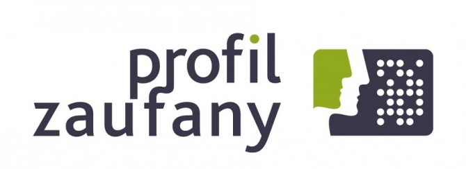 Baner akcji: Profil zaufany. Filoletowe litery na białym tle.