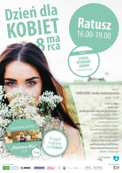 Plakat informujący o imprezie z okazji Dnia Kobiet