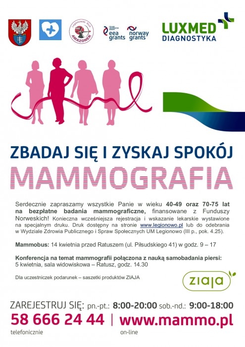 Plakat promujący bezpłatne badanie mammograficzne