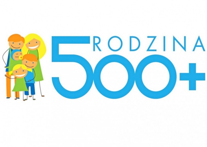 Baner akcji Rodzina 500 + Rodzice z trójką dzieci.