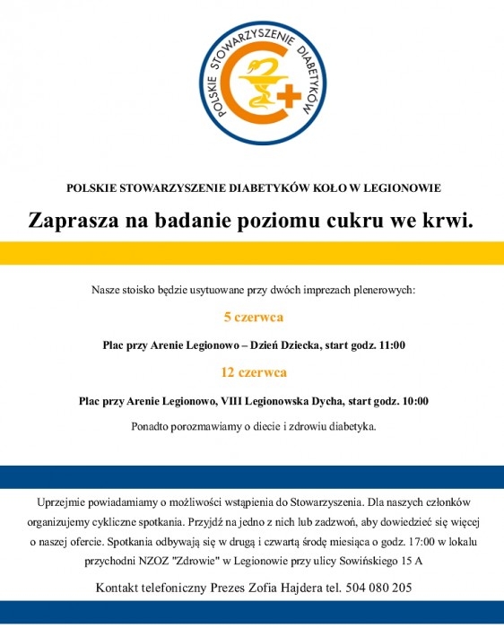 Plakat z logiem Polskiego Stowarzyszenia Diabetyków