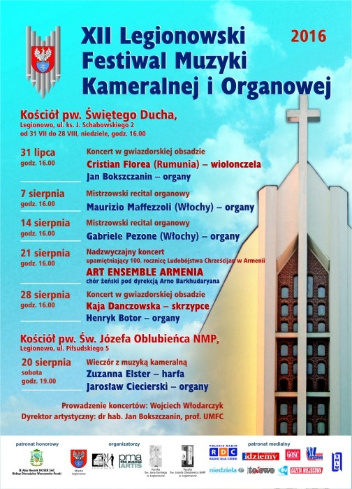Plakat z programem. W tle wizualizacji kościoła Jana Kantego