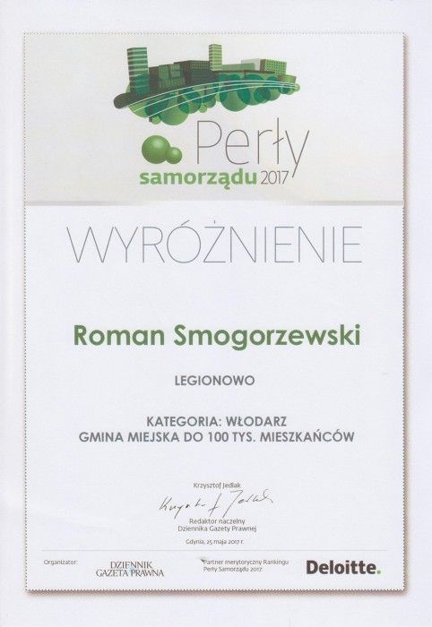 prezydent Roman Smogorzewski został wyróżniony w kategorii „Włodarze”.