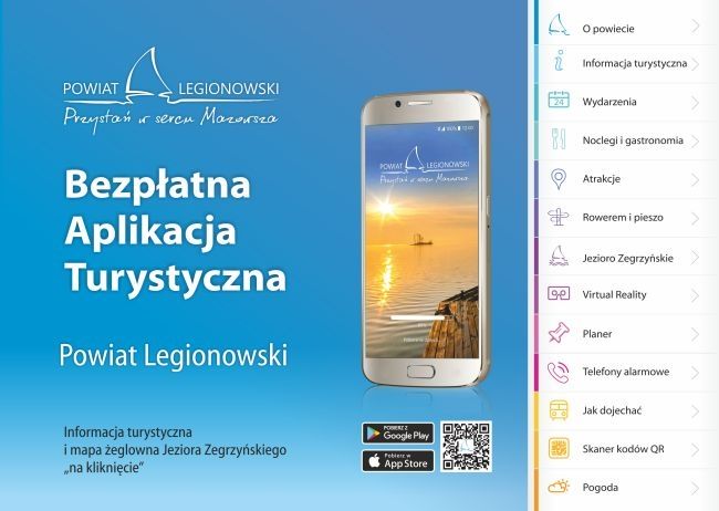 Plakat z bezpłatną aplikacją - powiat legionowski
