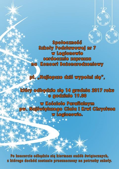 Plakat - zaproszenie na koncert Bożonarodzeniowy