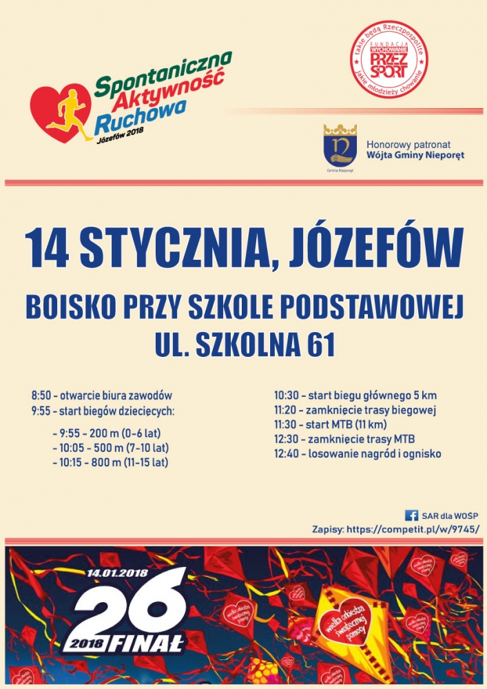 Plakat promujący WOŚP w Nieporecie