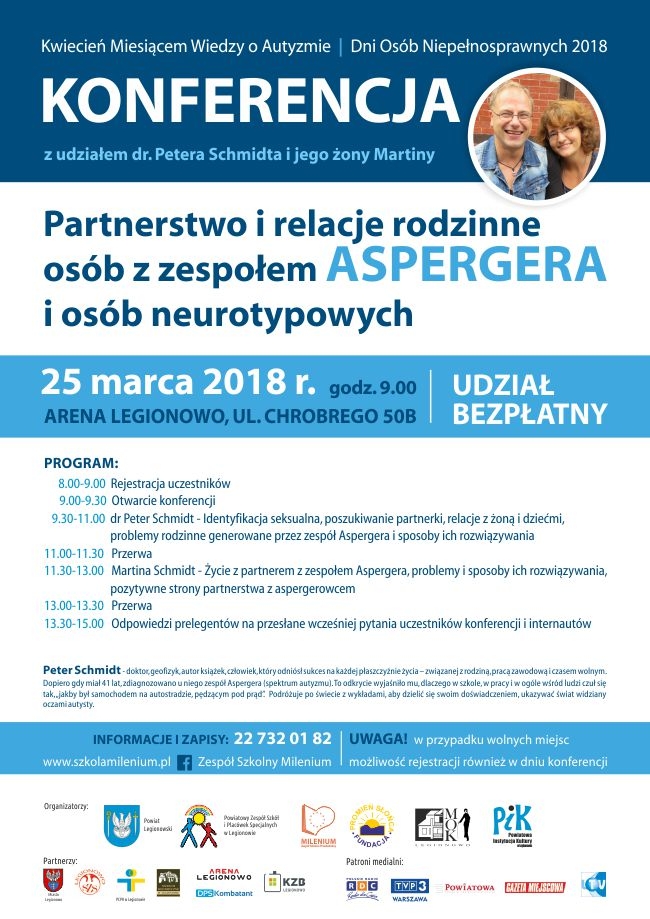 Plakat: Konferencja onferencji „Partnerstwo i relacje rodzinne osób z zespołem Aspergera i neurotypowych