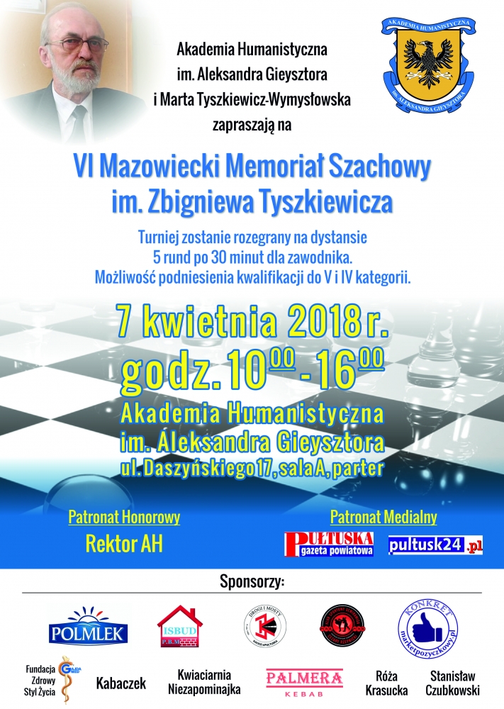 Zaproszenie na VI Mazowiecki Memoriał Szachowy