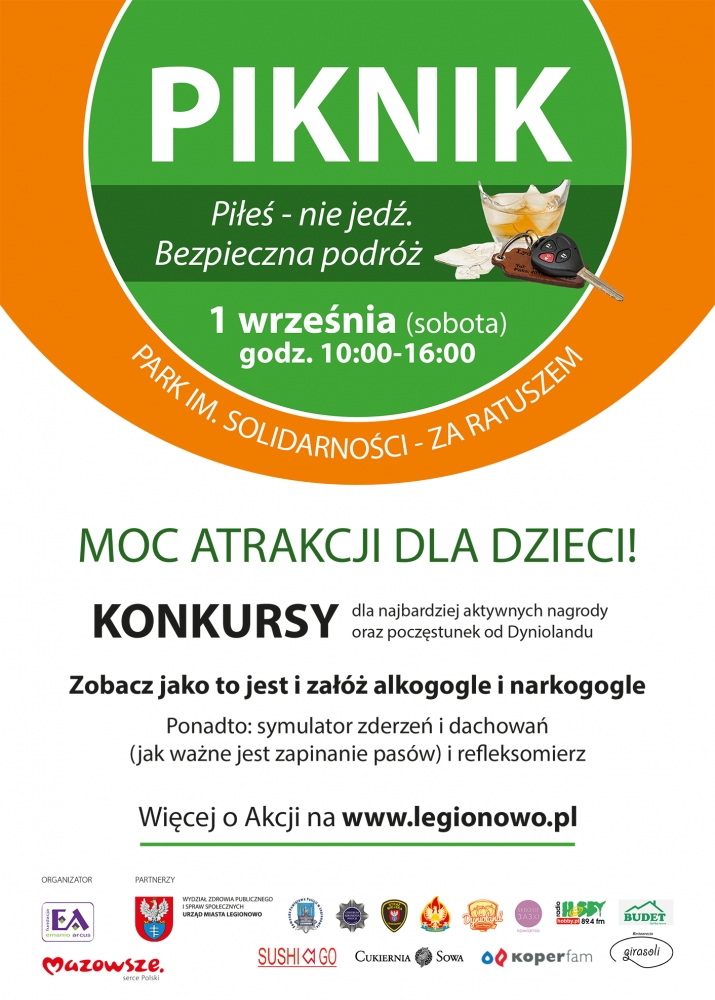 Piknik edukacyjny dotyczący bezpieczeństwa na drogach